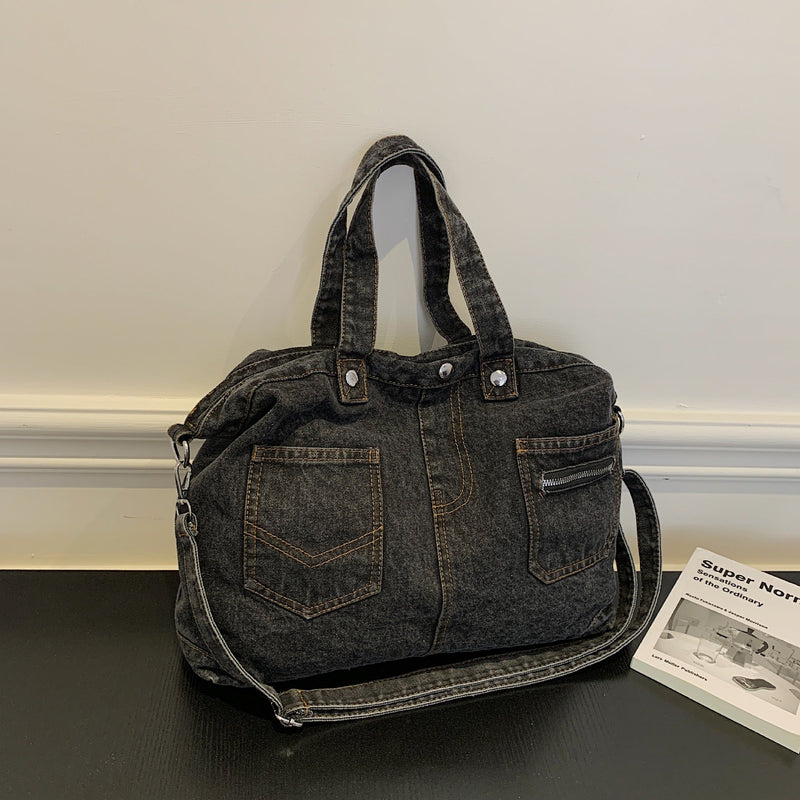 Denim Large-Capacity Shoulder Bag Casual Commuter Tote