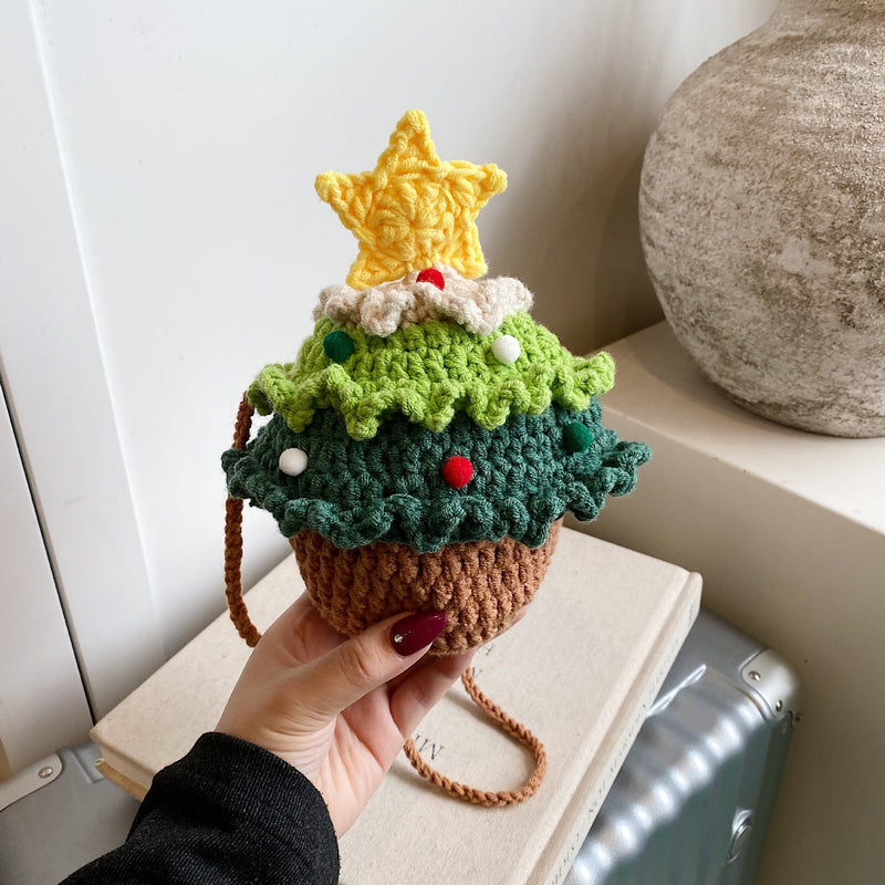 Trendy Christmas Tree Knitted Messenger Bag