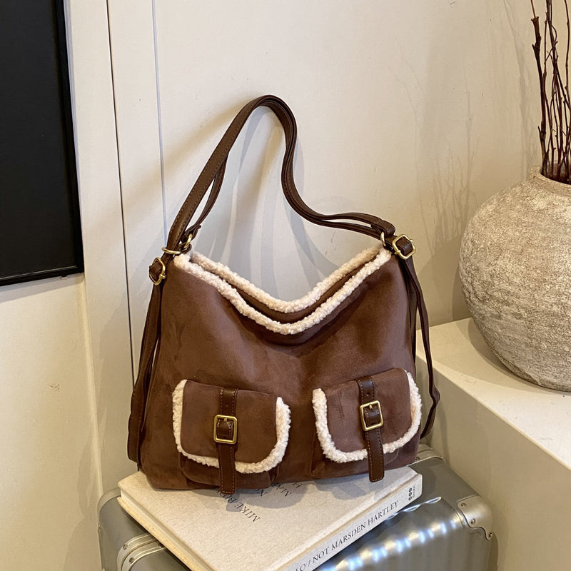 Retro Splicing Women's Matte Backpack Shoulder Tote