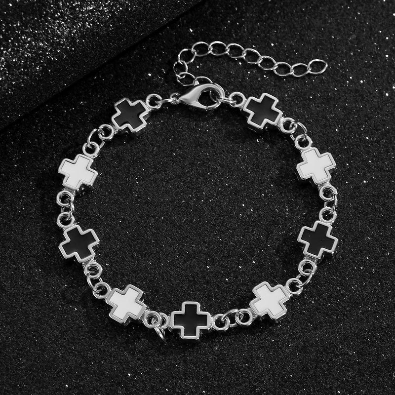 Black and White Cross Bracelet Set