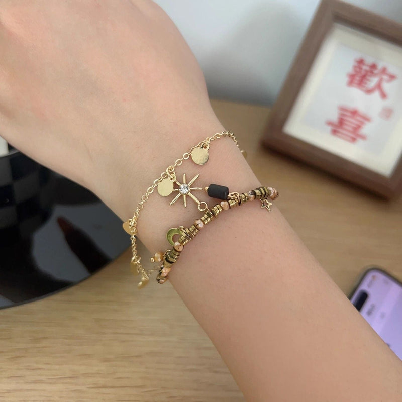 Bohemian Sunflower Double-Layer Beaded Bracelet