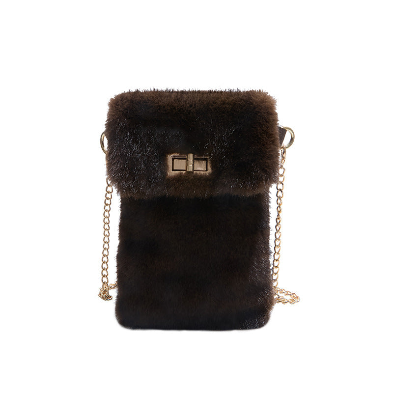 Small Square Plush Messenger Bag for Phone