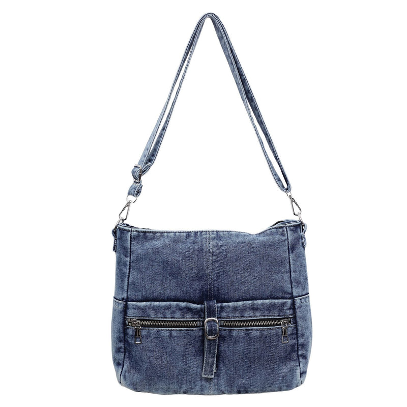 Large Capacity Retro Denim Tote Bag for Commuting