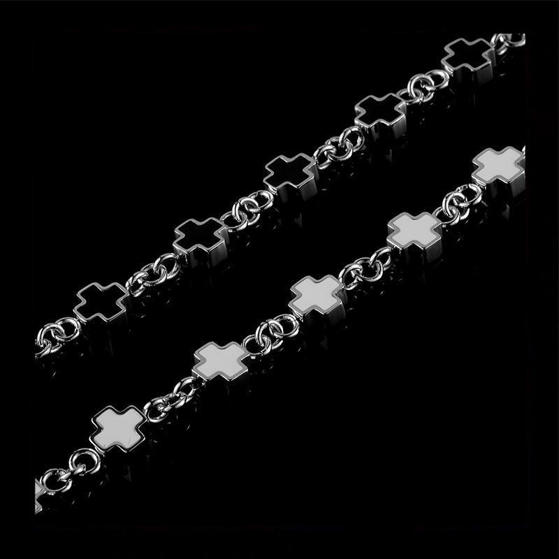 Black and White Cross Bracelet Set