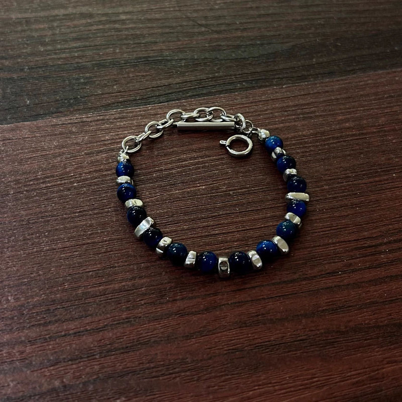 Blue Mixed-Bead Statement Bracelet
