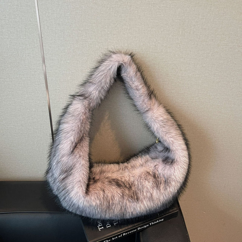 Premium Versatile Plush Shoulder Bag, Fluffy Armpit Bag, Casual Handbag