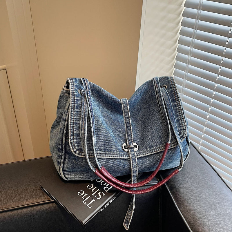 Retro Denim Messenger Bag for Commuters
