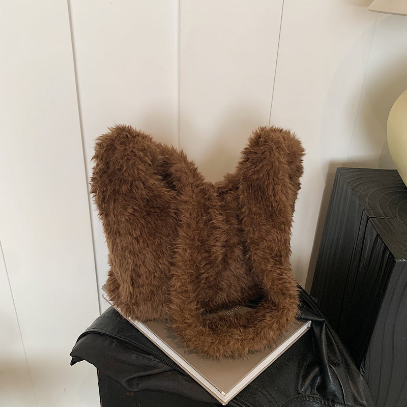 Large Capacity Plush Lazy Bag Shoulder Bag Commuter Dumpling Bag
