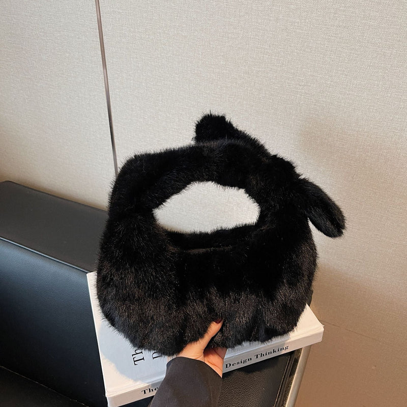 Plush Pleated Hand Cloud Bag Solid Color Hair Bag