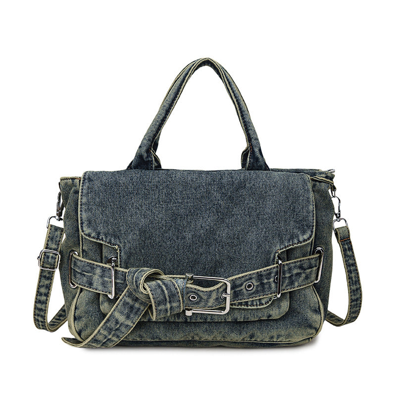 Retro Denim Tote Bag Casual Commuter Shoulder Messenger