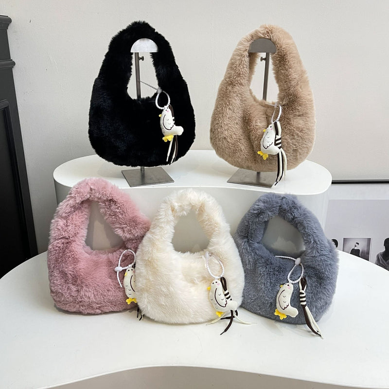 Trendy Plush Dumpling Bag Large Capacity Commuter Work Bag