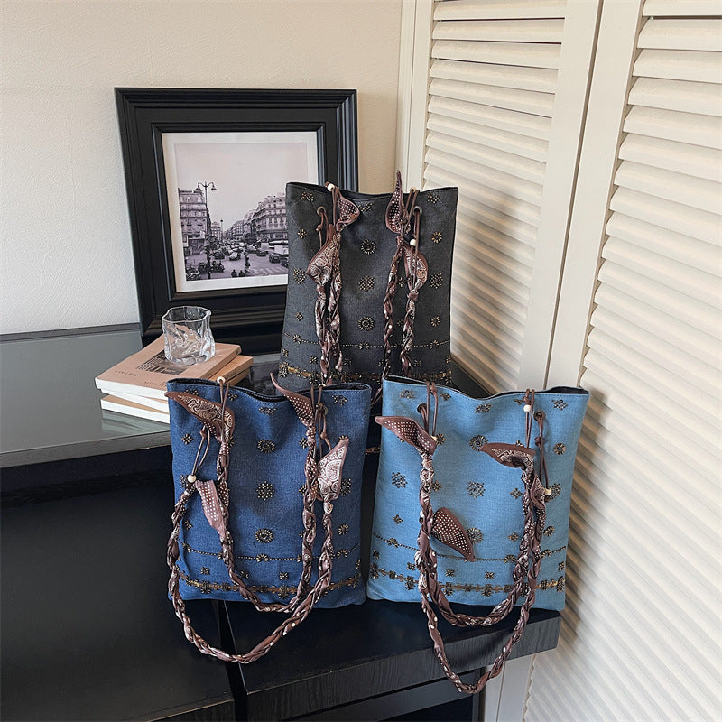 Retro Sequined Tote Bag for Women