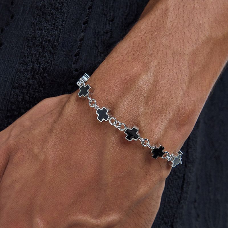 Black and White Cross Bracelet Set