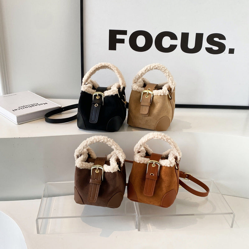 Retro Plush Bucket Bag Personalized Messenger Women's Bag