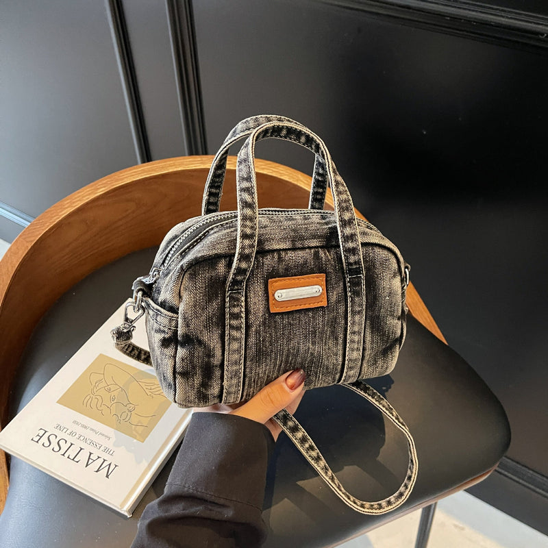 Denim Small Square Messenger Bag Female Portable Pillow Bag