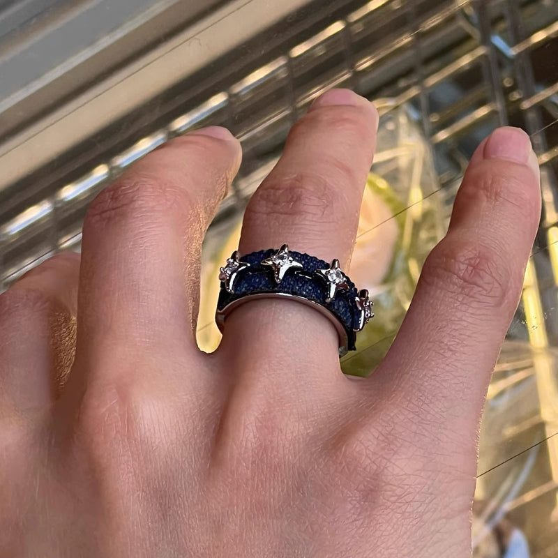 Starburst Denim Adjustable Ring