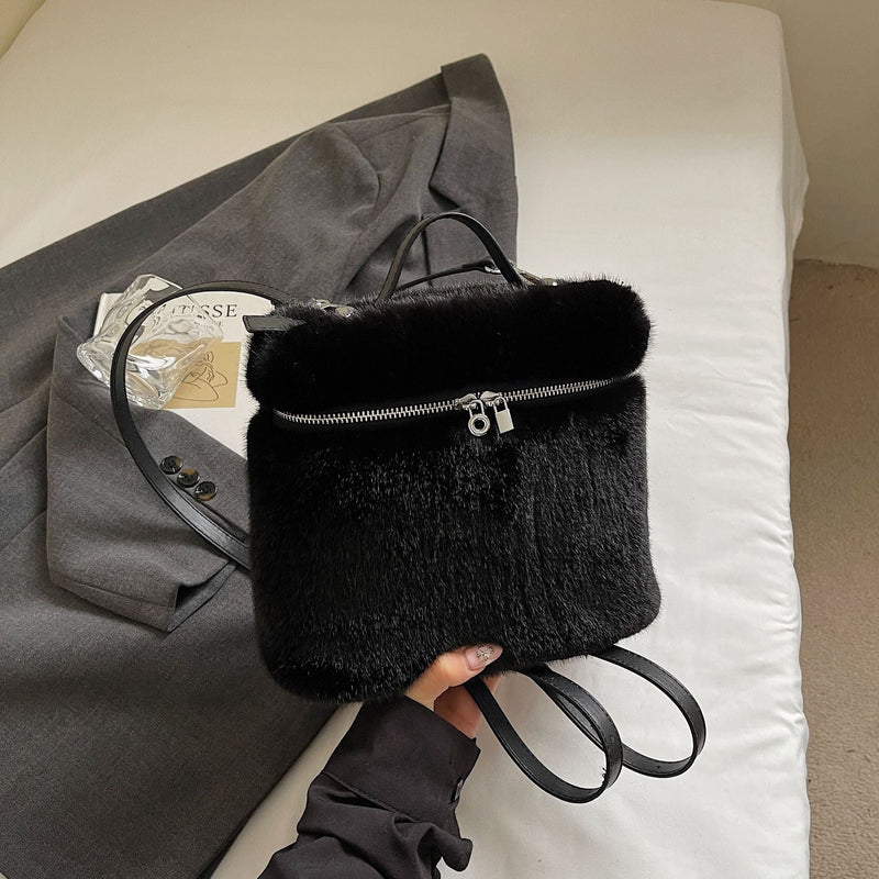 Autumn Winter Commuter Backpack Large Capacity Wool Messenger Bag