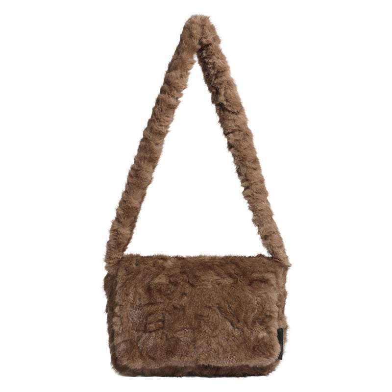 Trendy Plush Square Bag with Flip Cover, Fluffy Messenger Bag for Women