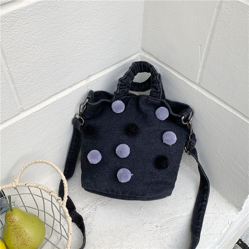 Polka Dot Denim Messenger Bag for Commuting