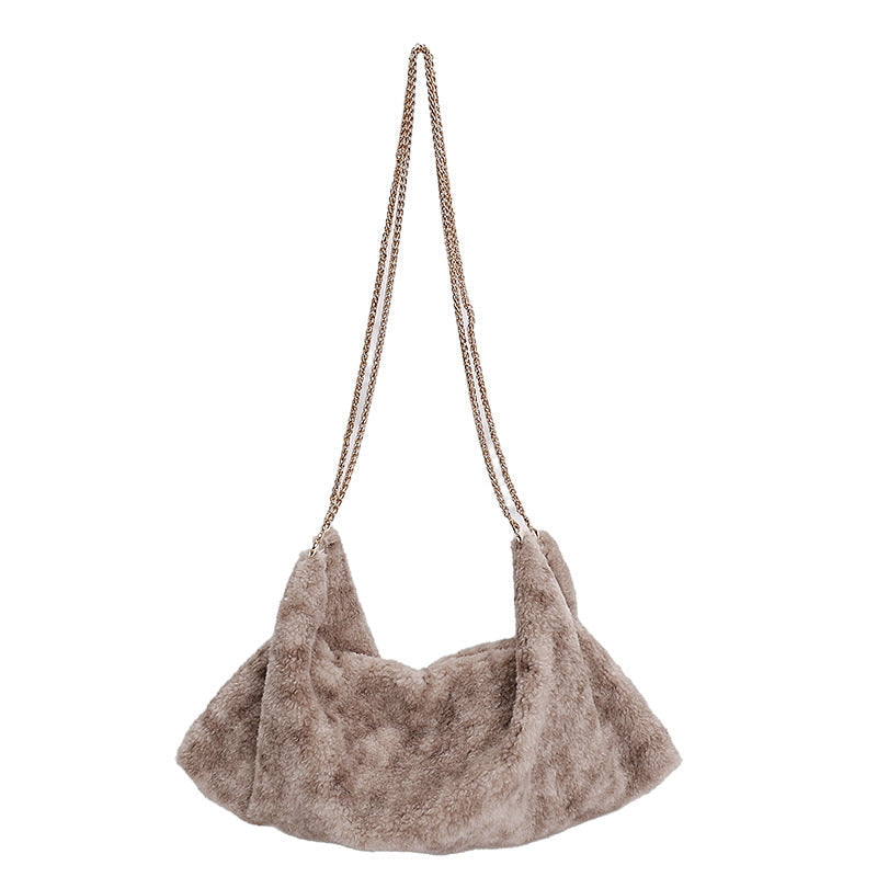 Trendy Fluffy Dumpling Shoulder Bag with Chain