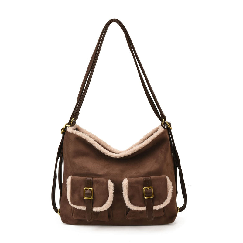 Retro Splicing Women's Matte Backpack Shoulder Tote