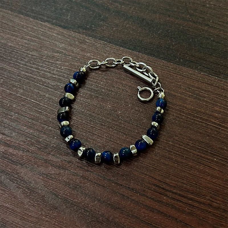 Blue Mixed-Bead Statement Bracelet