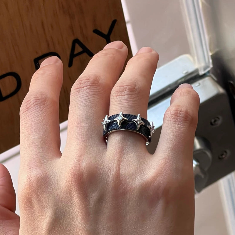 Starburst Denim Adjustable Ring