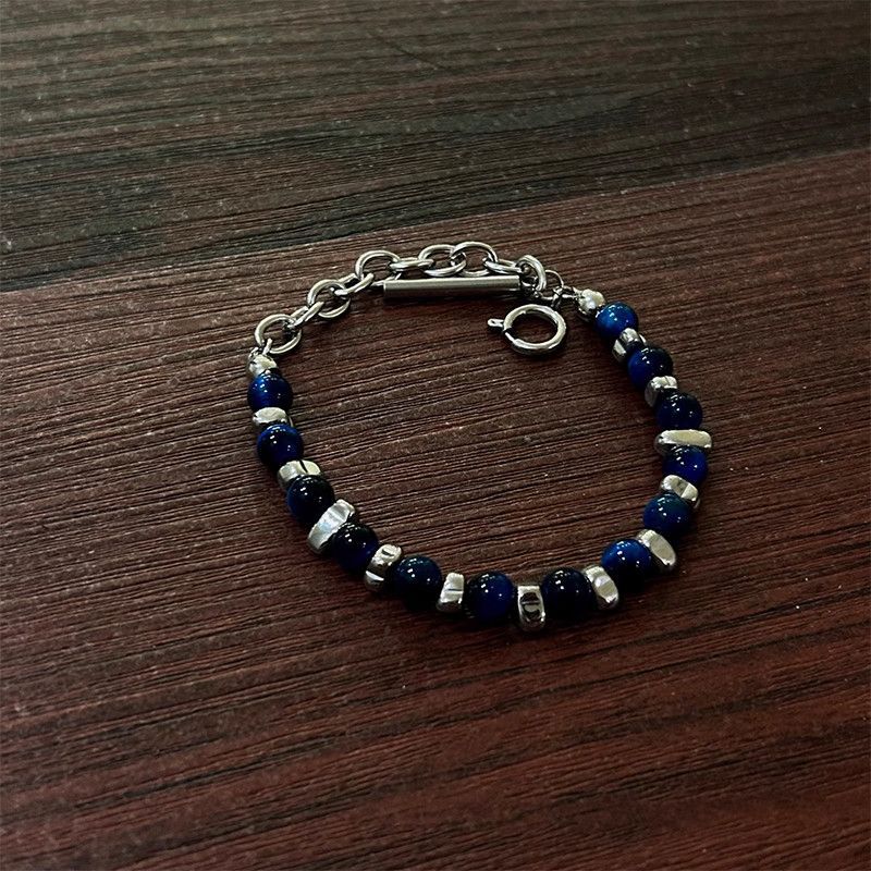 Blue Mixed-Bead Statement Bracelet