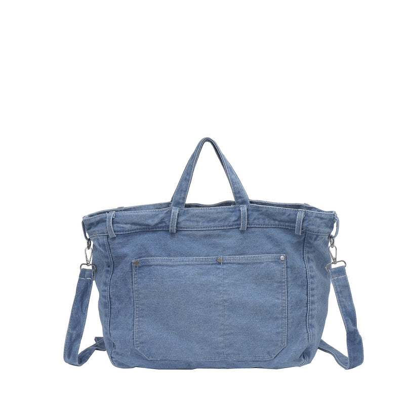 Retro Denim Shoulder Bag Large Capacity Casual Commuter Tote