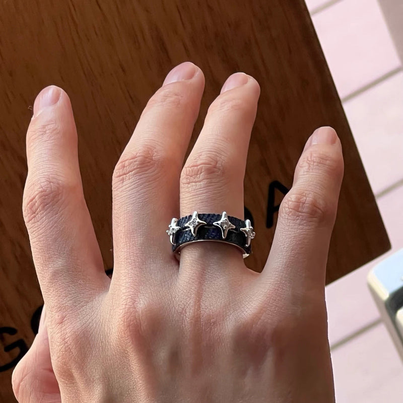 Starburst Denim Adjustable Ring