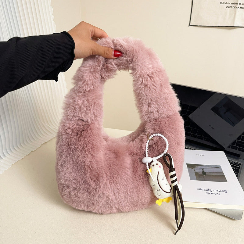 Trendy Plush Dumpling Bag Large Capacity Commuter Work Bag