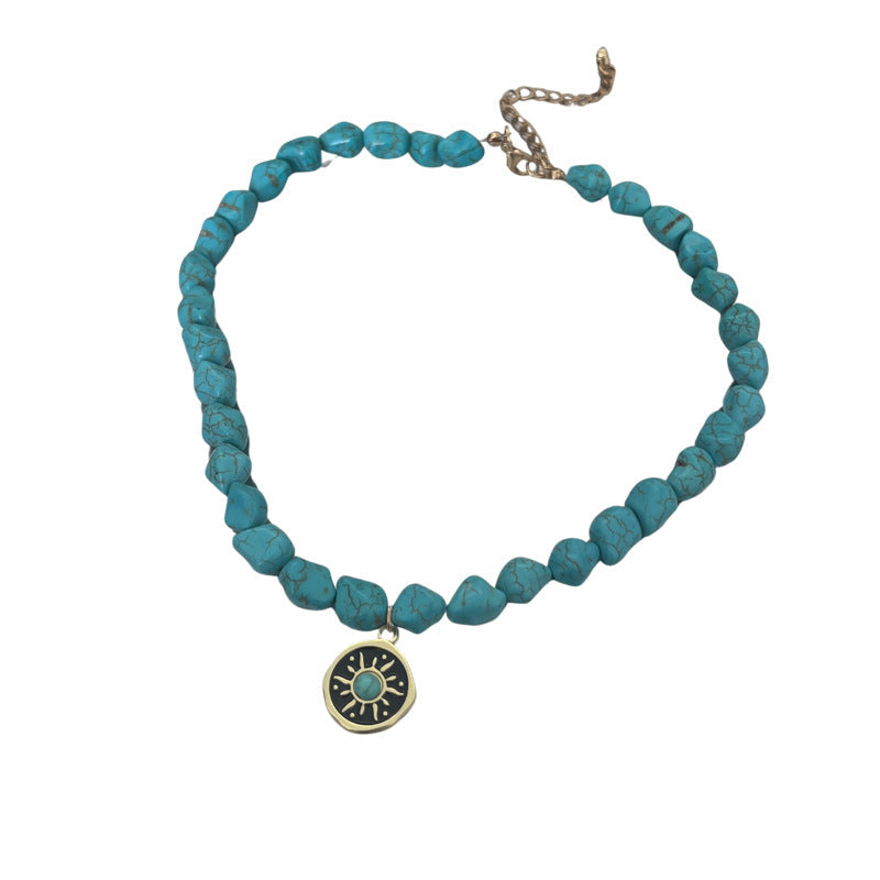 Vintage Turquoise Sunflower Necklace