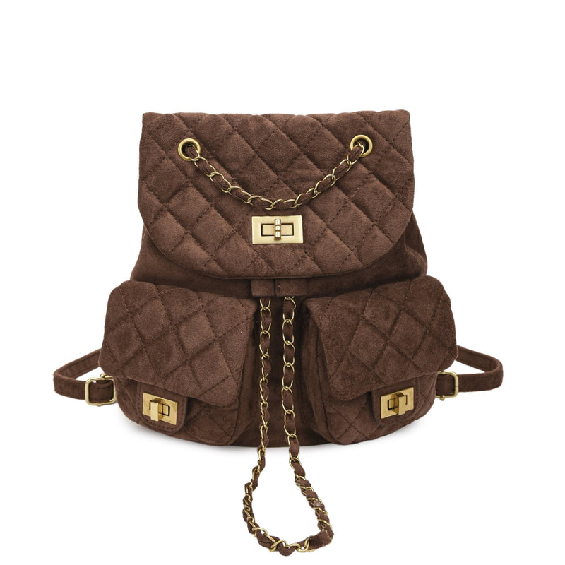 Women's Rhombus Chain Backpack Multi-Pocket Simple Style