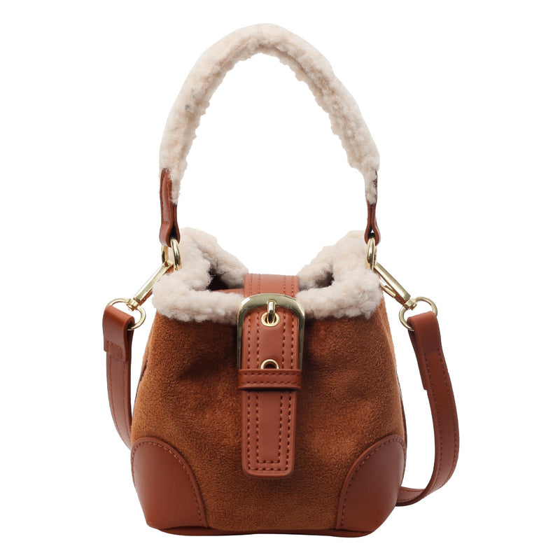 Retro Plush Bucket Bag Personalized Messenger Women's Bag