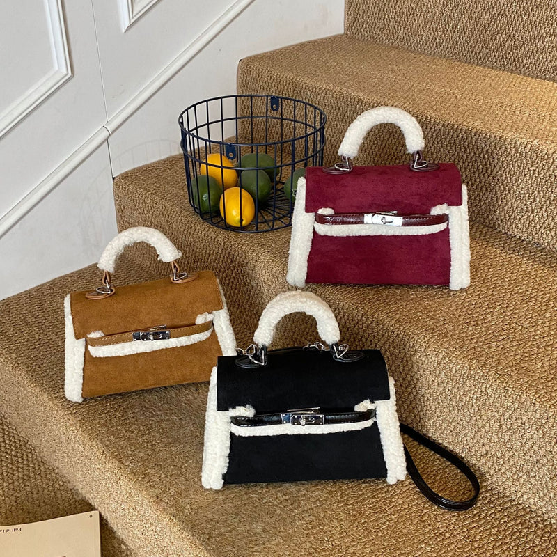 Retro Splicing Kelly Bag for Women - Light Luxury Shoulder Bag