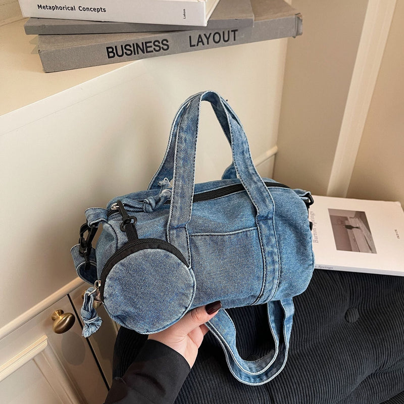 Retro Denim Messenger Bag for Women - Large Capacity Casual Shoulder Bag
