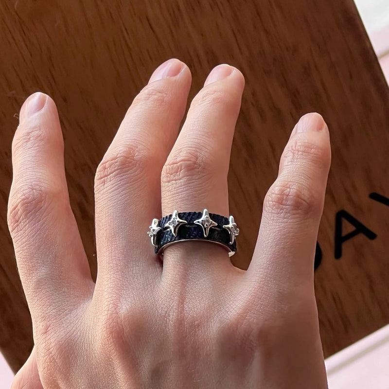 Starburst Denim Adjustable Ring