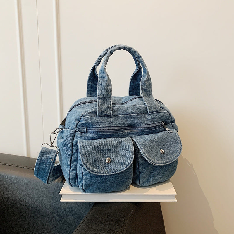 Trendy Large-Capacity Denim Messenger Bag for Women