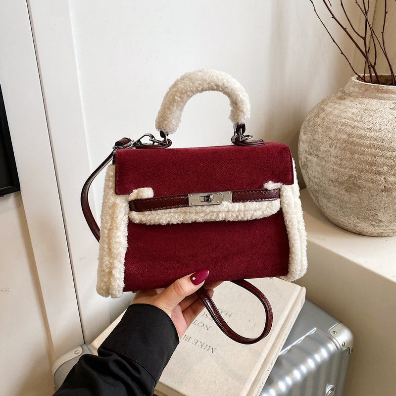 Retro Splicing Kelly Bag for Women - Light Luxury Shoulder Bag
