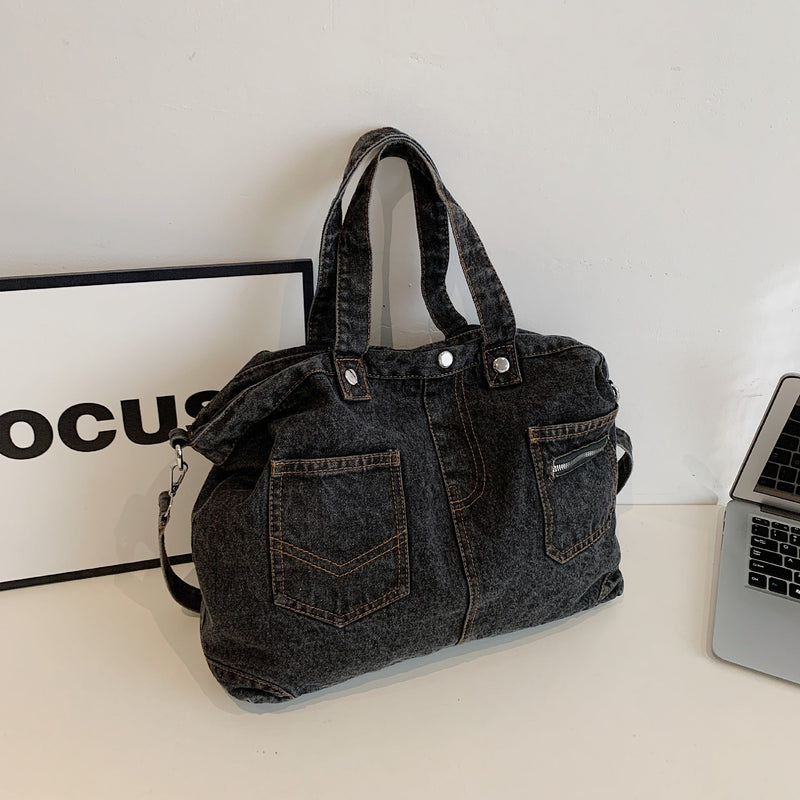 Denim Large-Capacity Shoulder Bag Casual Commuter Tote