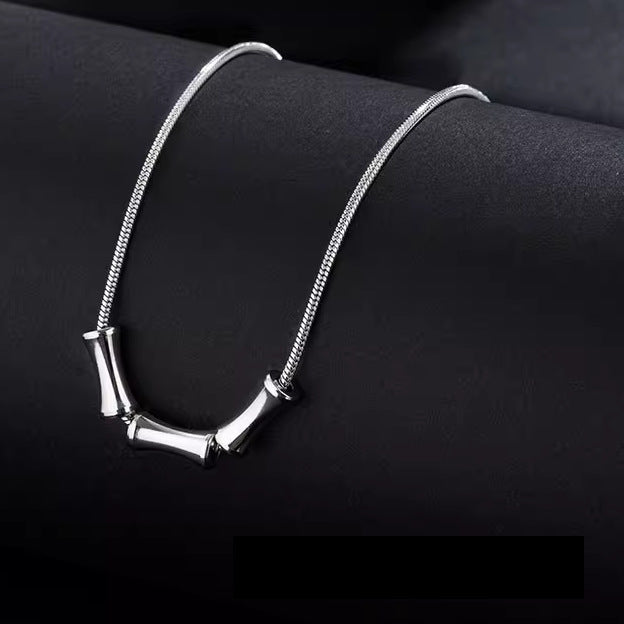 Silver Bamboo Link Necklace