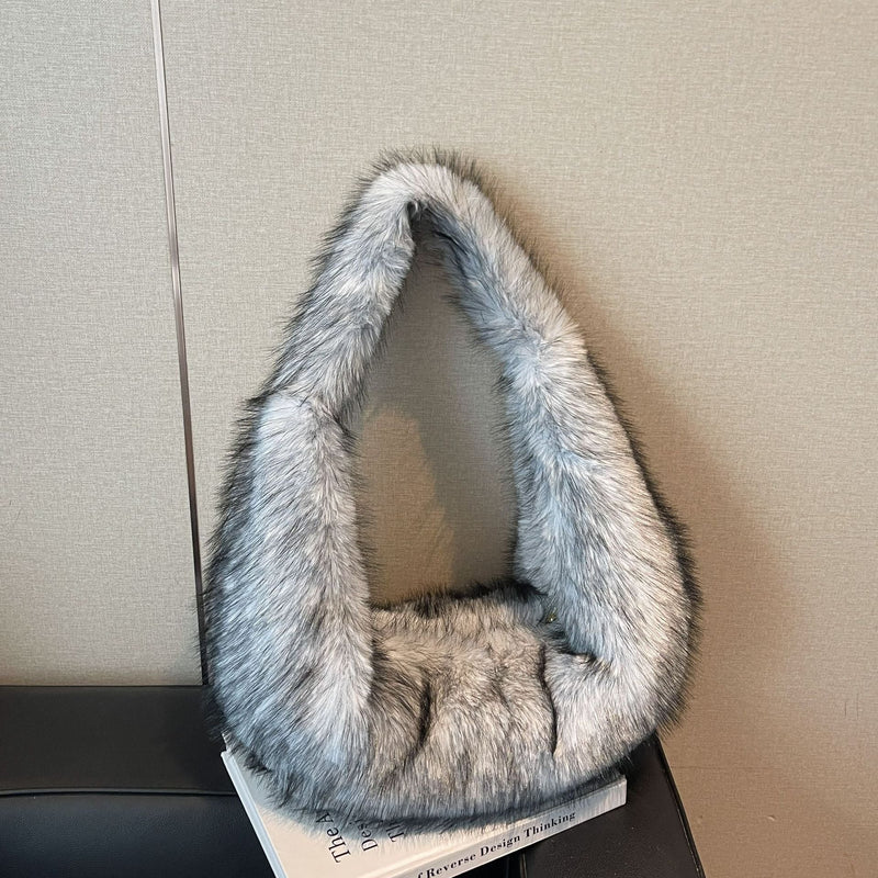 Premium Versatile Plush Shoulder Bag, Fluffy Armpit Bag, Casual Handbag