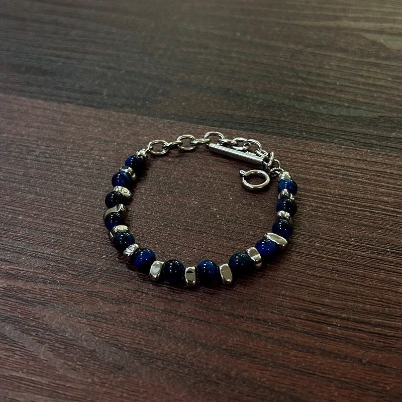 Blue Mixed-Bead Statement Bracelet