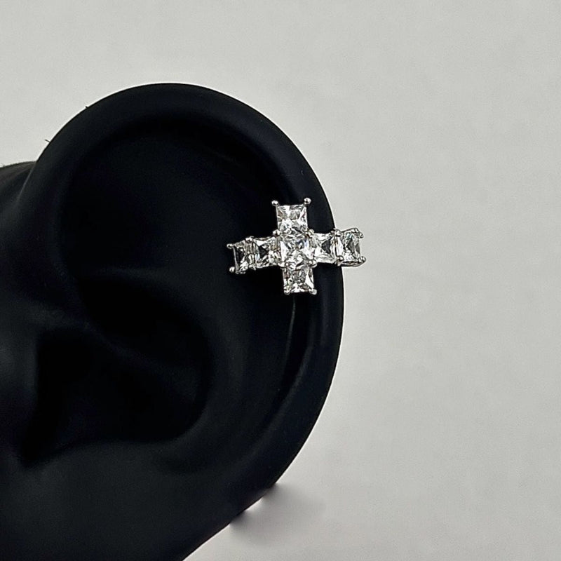 Crystal Zircon Cross Ear Cuff