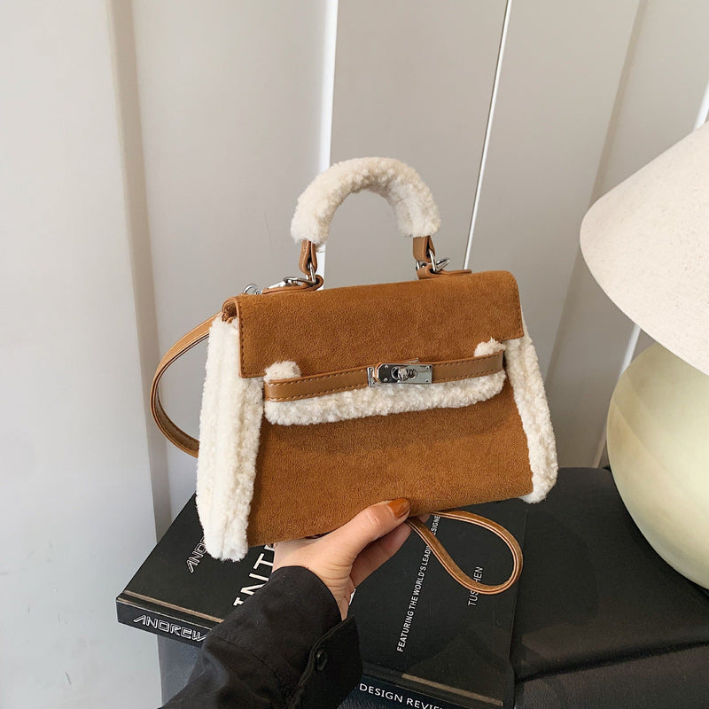 Retro Splicing Kelly Bag for Women - Light Luxury Shoulder Bag