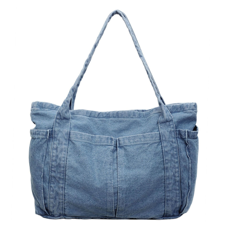 Retro Denim Tote Bag - Large Capacity, Literary Style