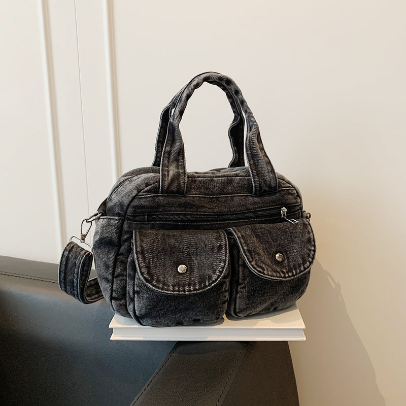 Trendy Large-Capacity Denim Messenger Bag for Women