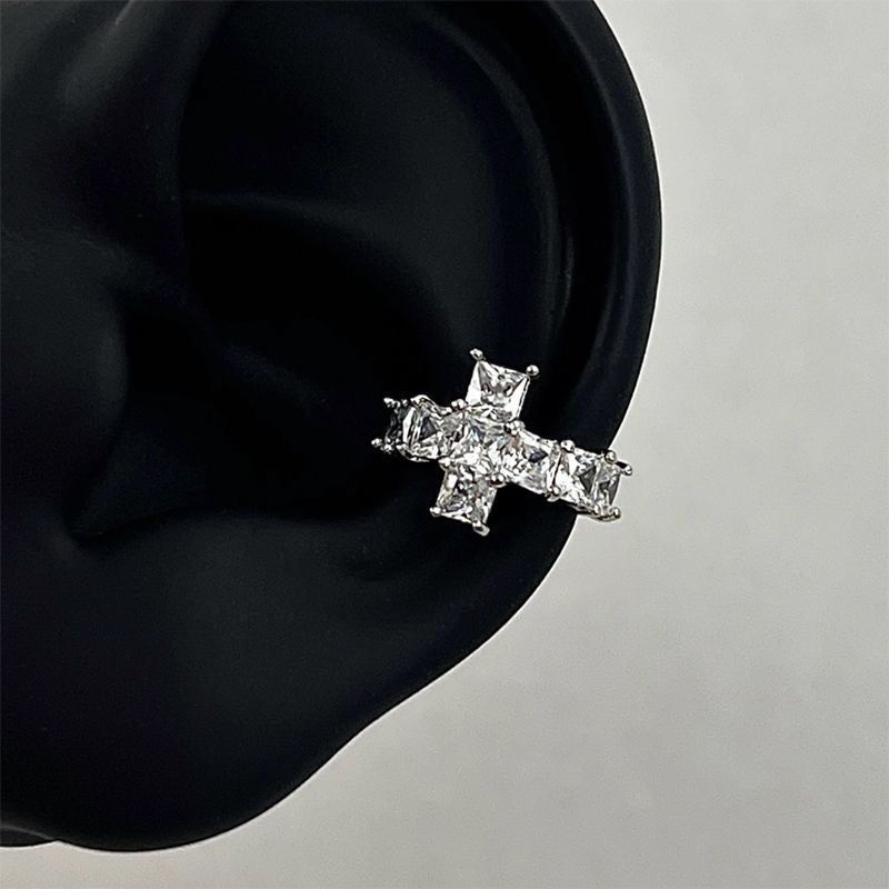 Crystal Zircon Cross Ear Cuff