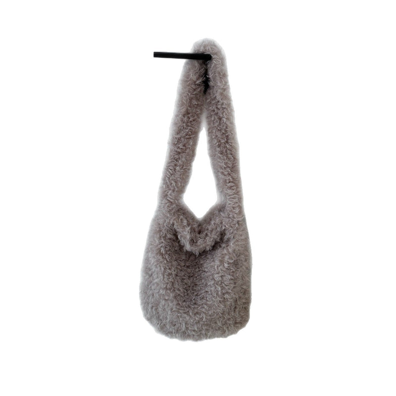 Women's Plush Bucket Bag Large Capacity Autumn Winter Shoulder Bag