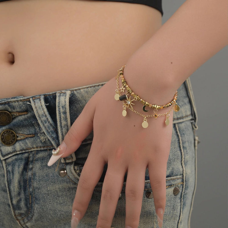 Bohemian Sunflower Double-Layer Beaded Bracelet